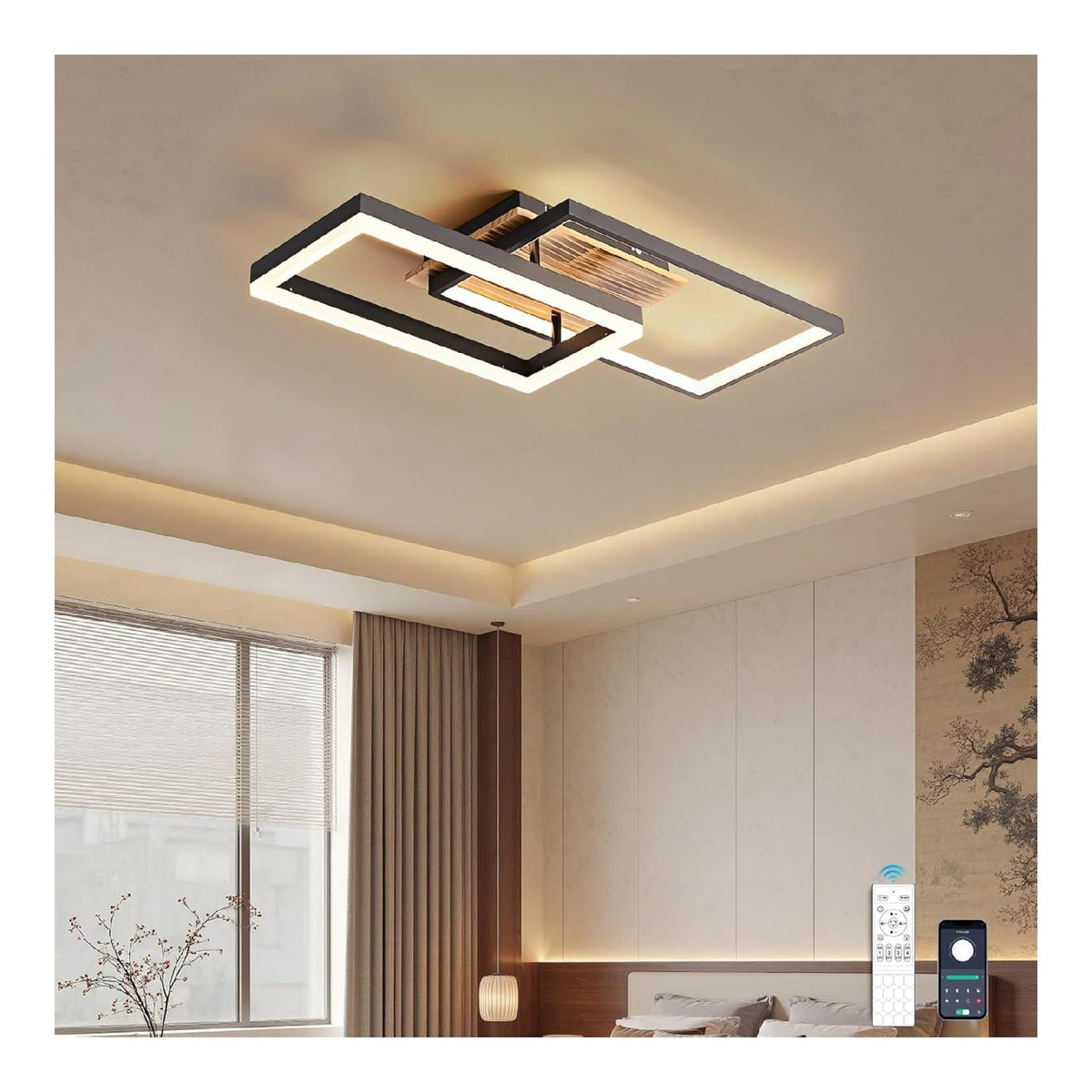 Plafonnier decoratif Noir et Blanc avec diffusion lumineuse harmonieuse 82 W