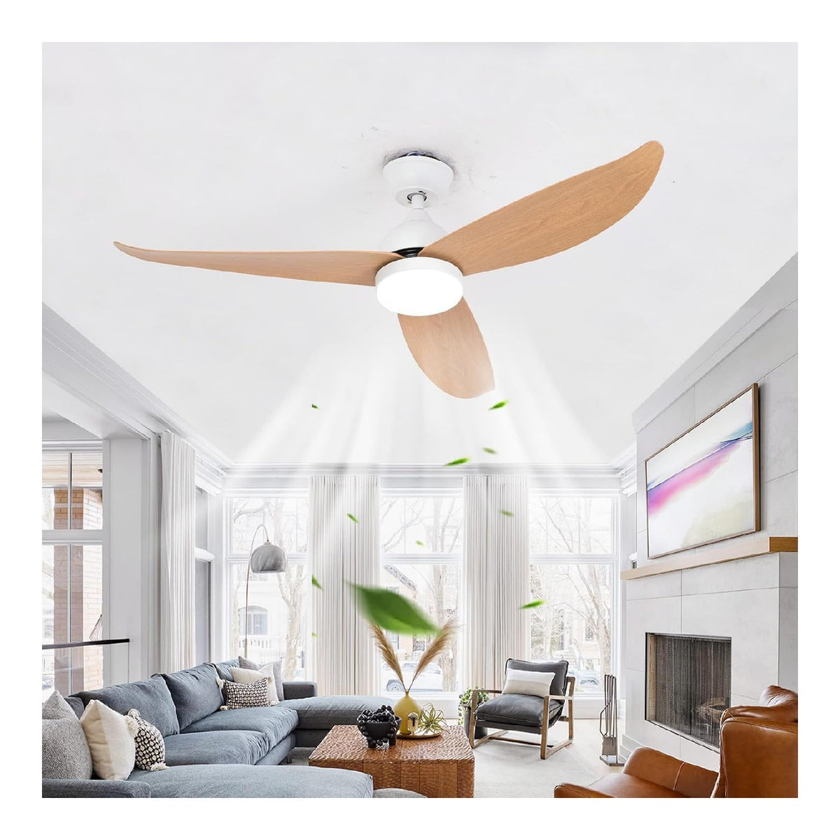 Lustre Blanc et Ambre aux lignes epurees avec eclairage confortable 48 W