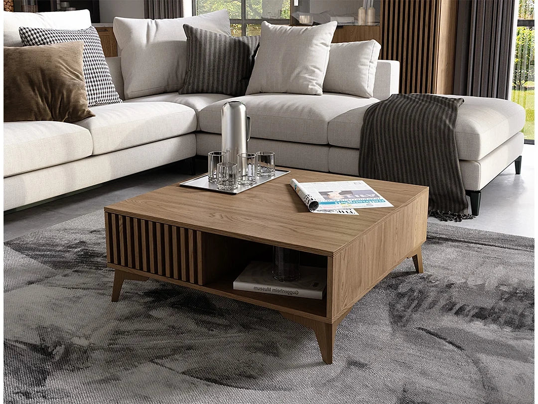 Petite table basse carree bois Bois clair