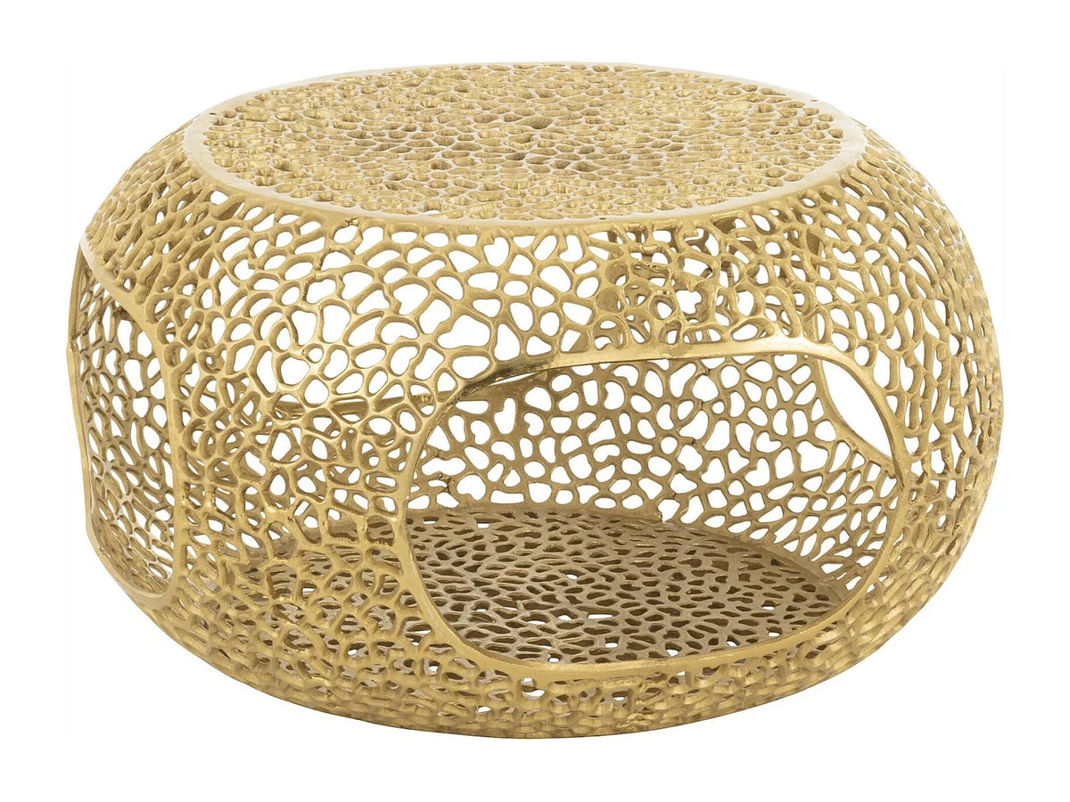 Table basse design aluminium dore ambiance elegante