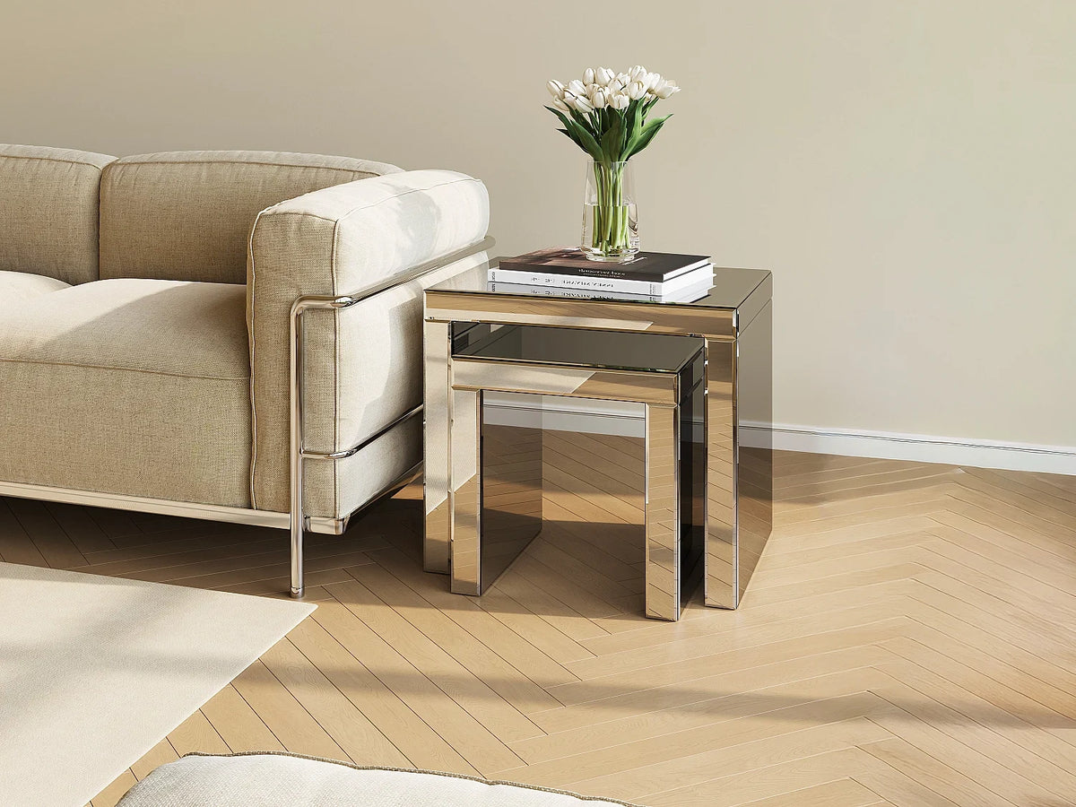 Lot de tables basses MDF miroir Coloris Argente Dimensions L30