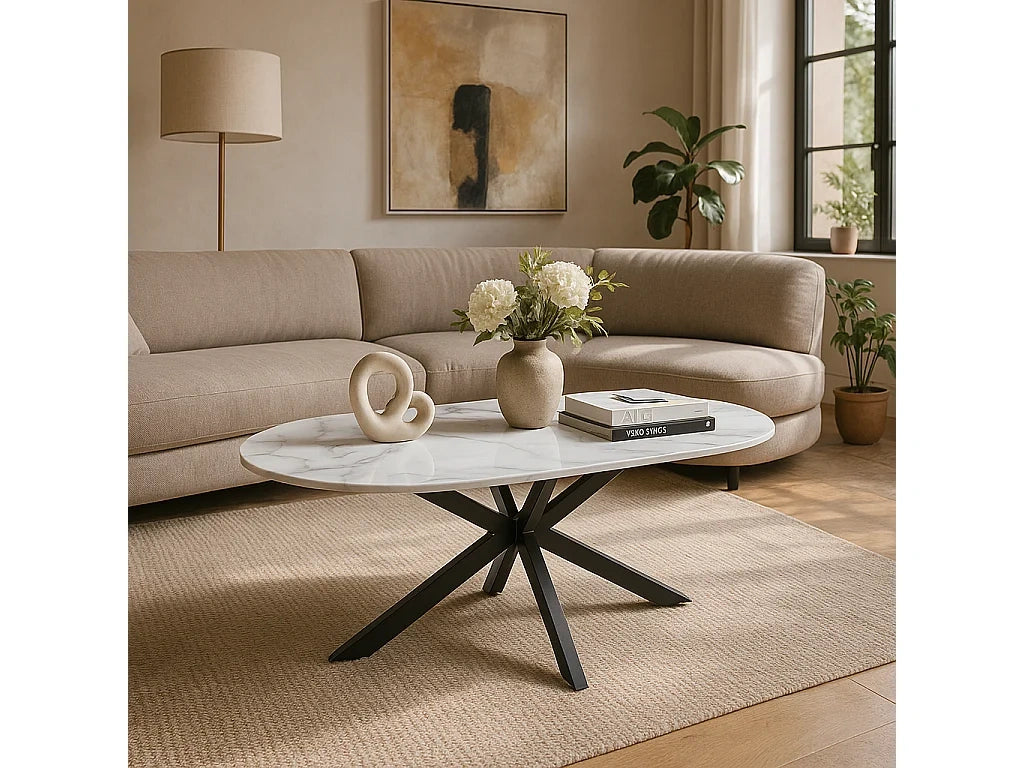 Table basse marbre en metal 120x60 c