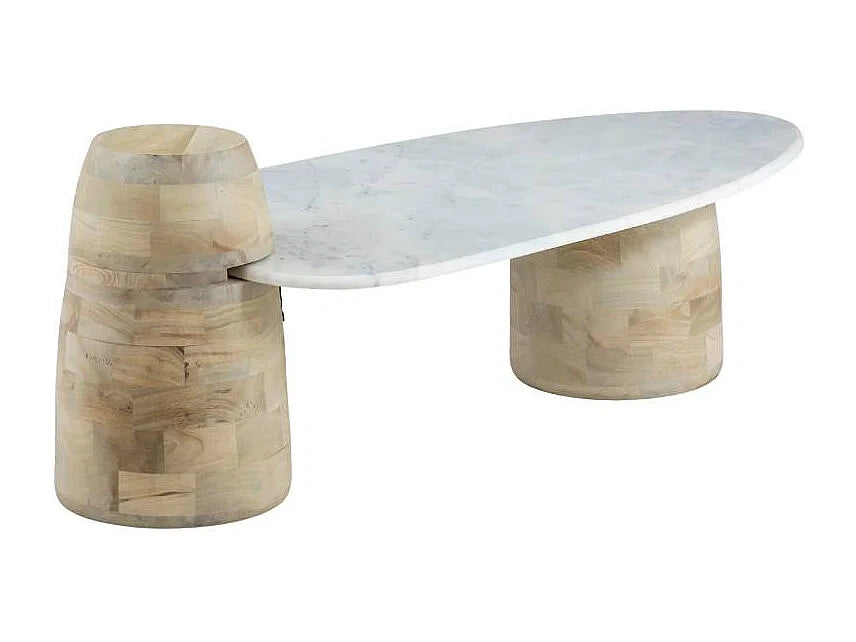 Marbre - Table basse en bois de manguier