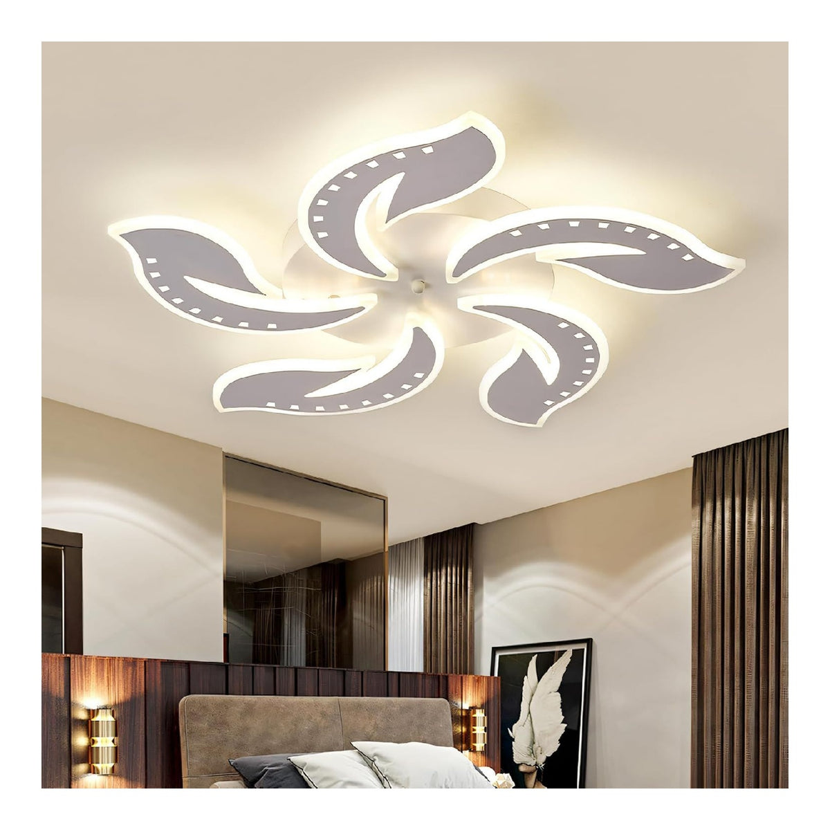Luminaire Blanc et Ambre a silhouette graphique de type plafonnier 44-2689