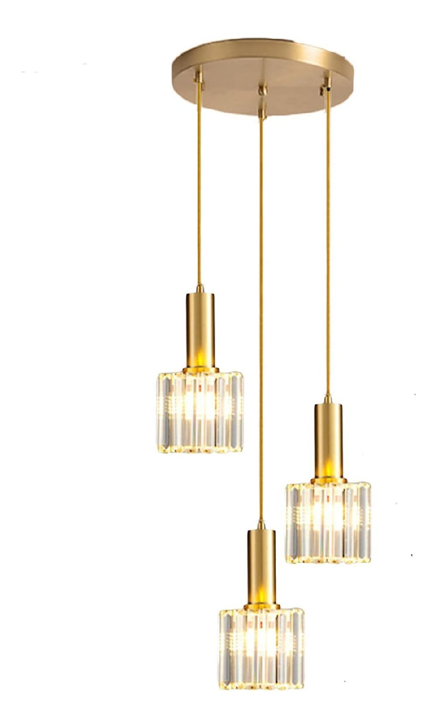 Suspension Dore et Ambre aux lignes epurees avec eclairage confortable 60W E27