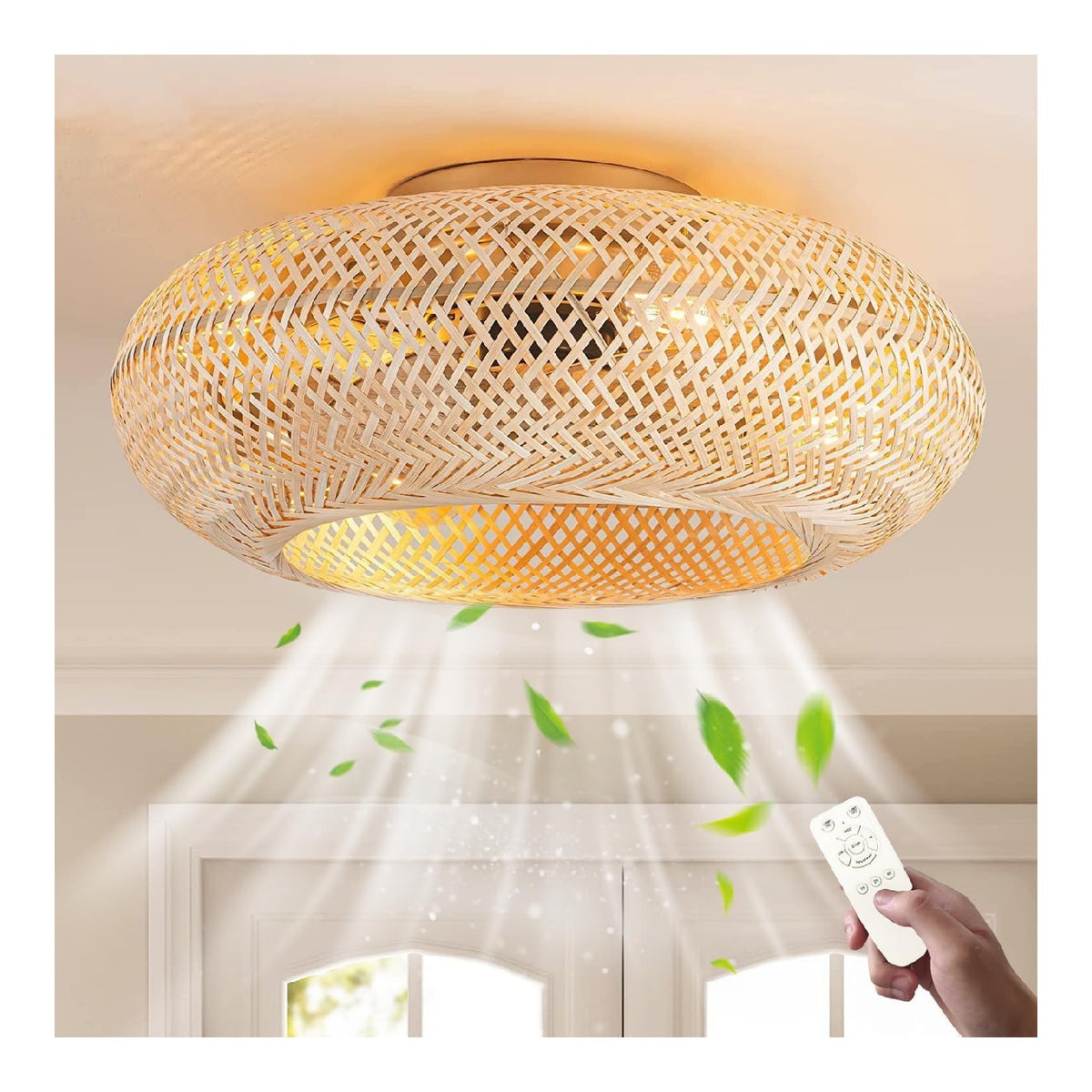 Plafonnier Ambre et Beige aux lignes epurees avec eclairage confortable 60W E27