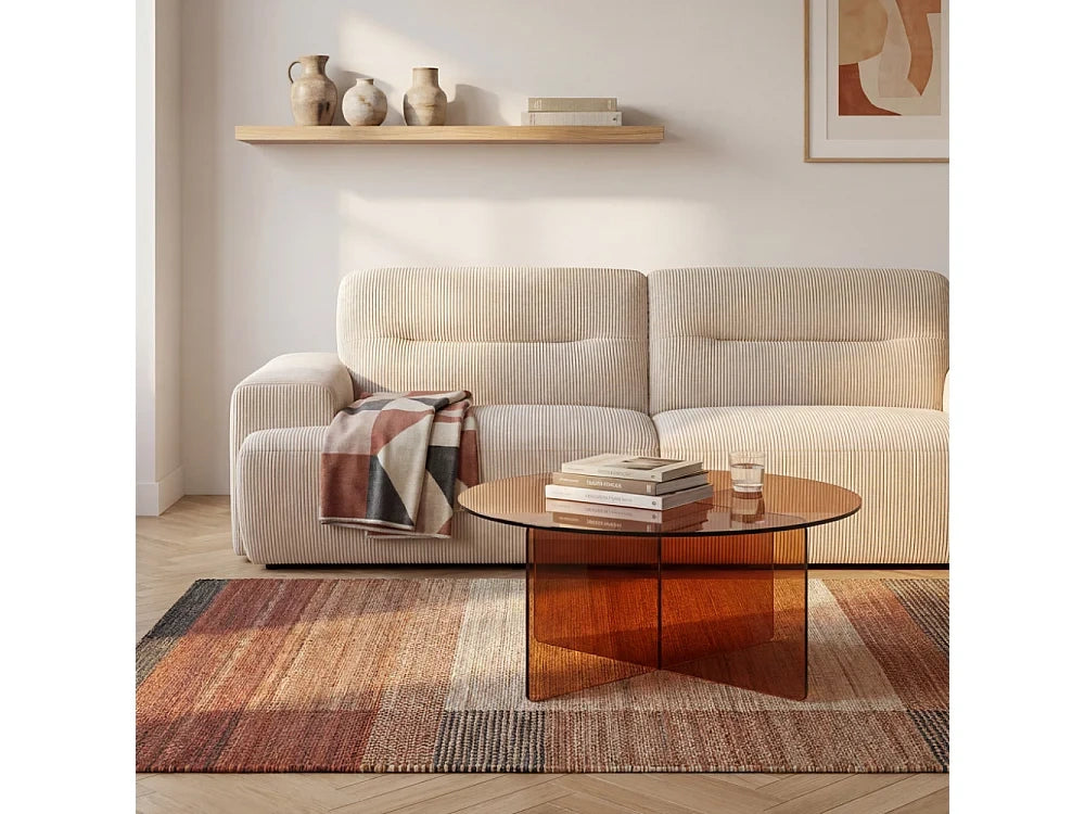 Boston Table basse ronde verre 80cm Marron