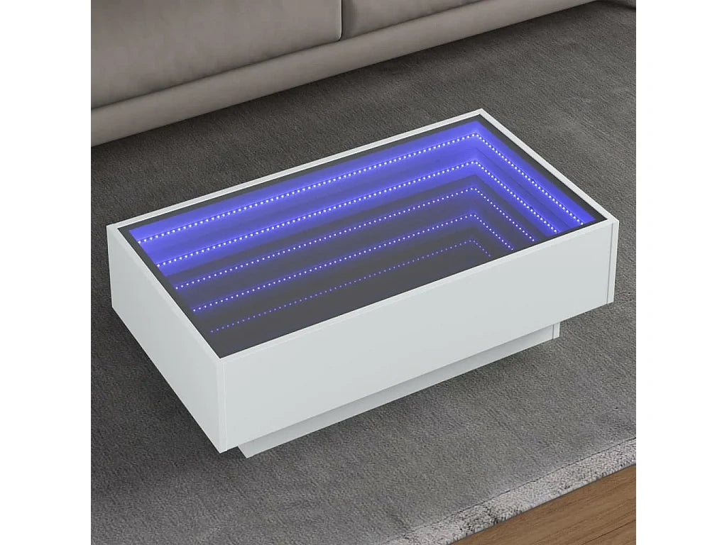 Table basse LED blanc 90x50x30 cm bois d'ingenierie