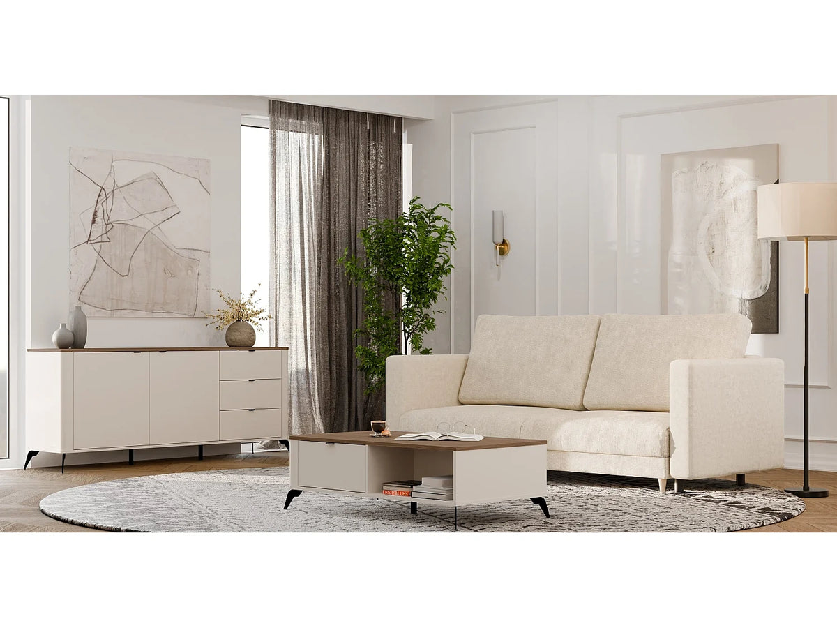 Table basse chene avec tiroirs de rangement 110x63 cm