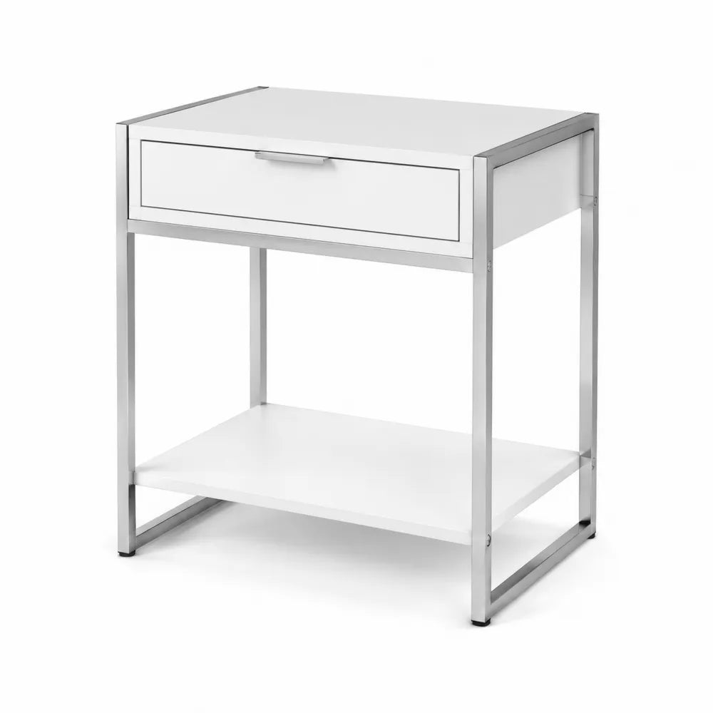 Table de chevet en m¨¦tal et MDF avec tiroir