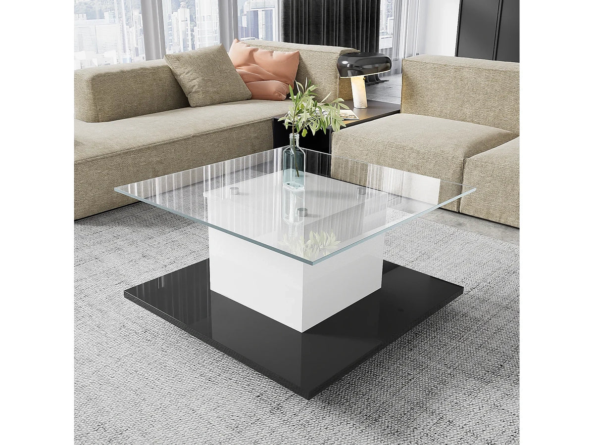 Blanc verre trempe - Table basse 80x40x80 cm