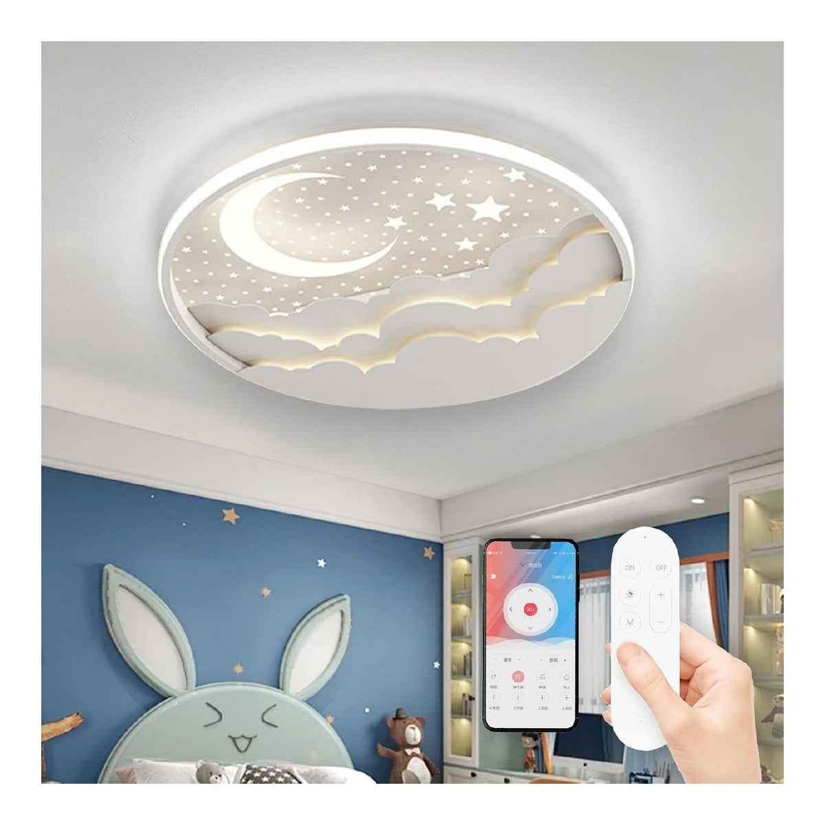 Plafonnier decoratif Blanc et Ambre avec diffusion lumineuse harmonieuse 6000K D7-2819