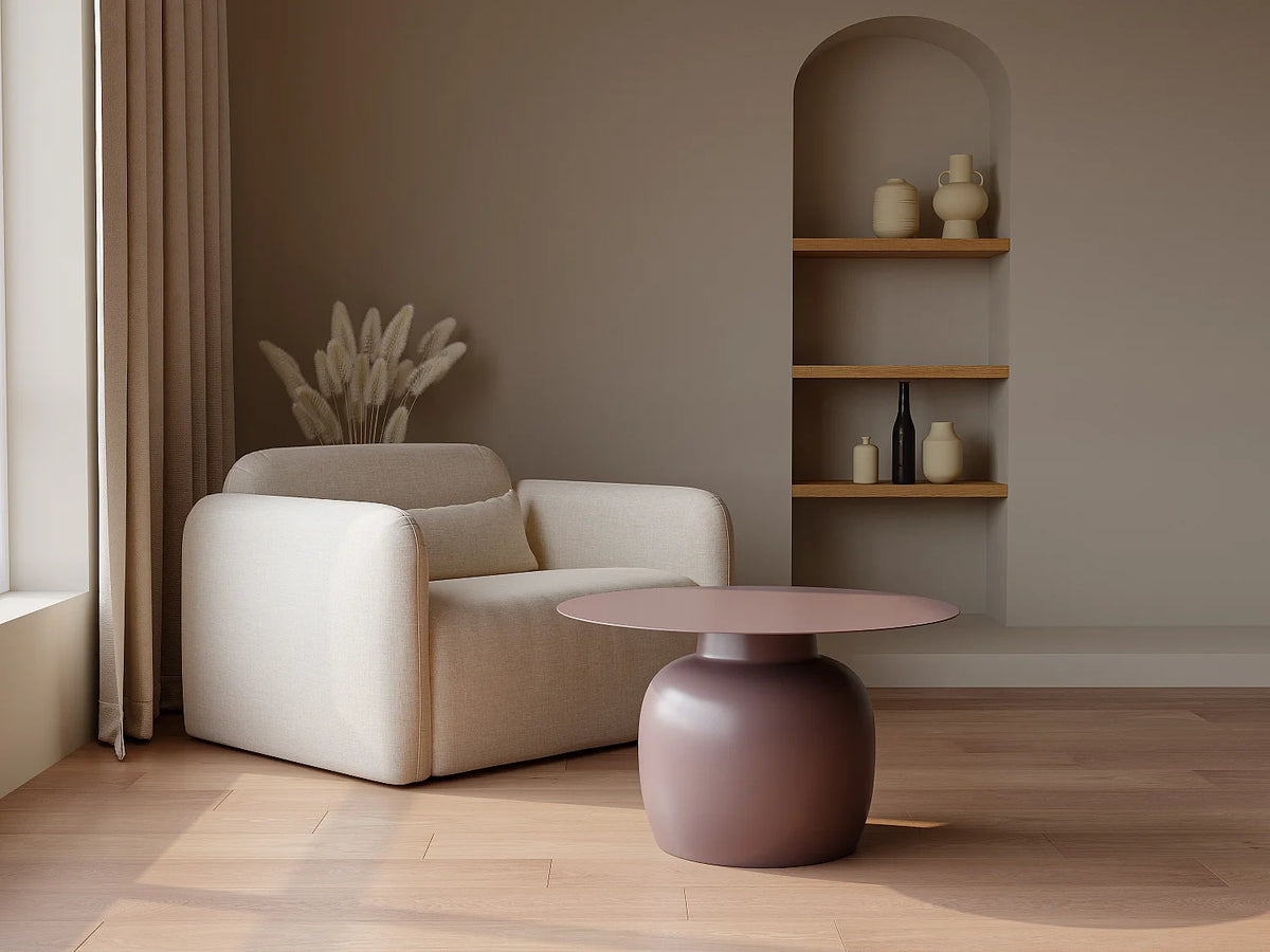 Table basse ronde Matiere Metal Coloris Beige Dimensions L76