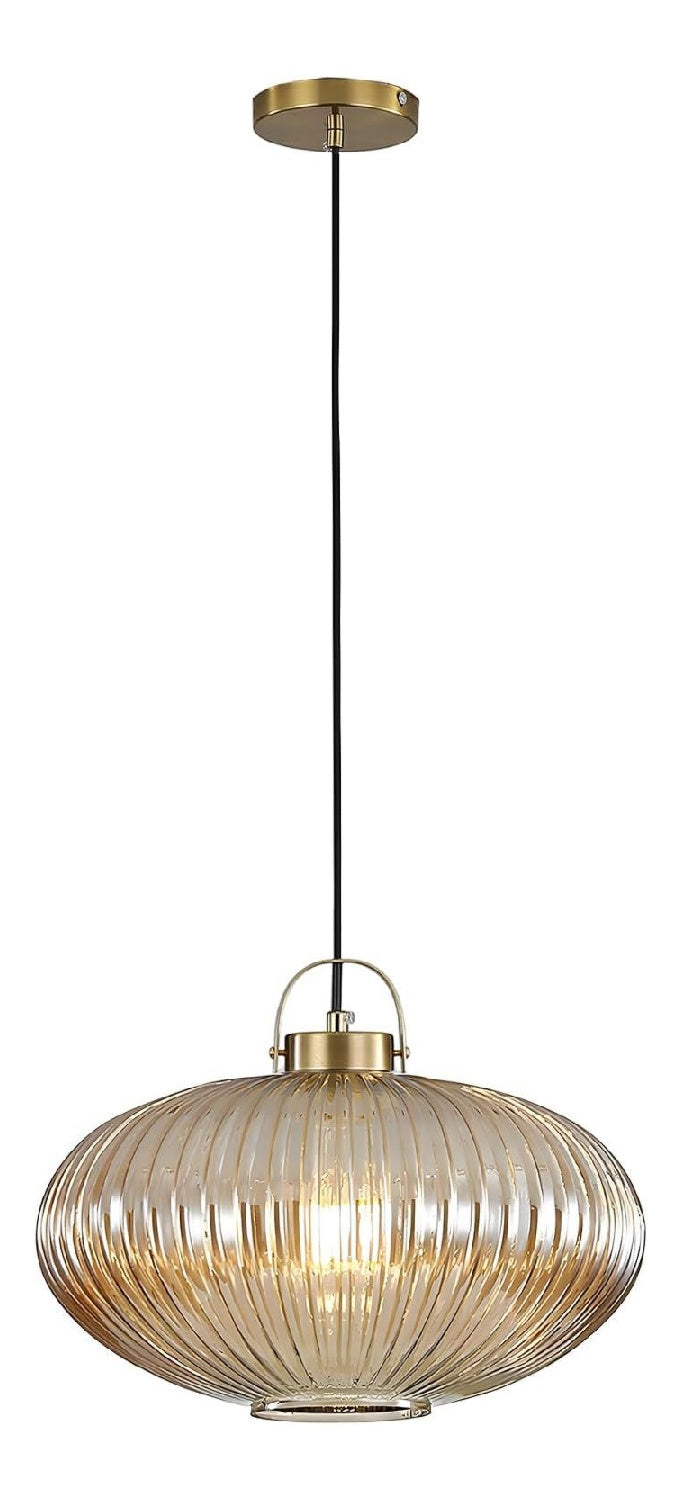 Luminaire Dore et Ambre a silhouette graphique de type suspension E27