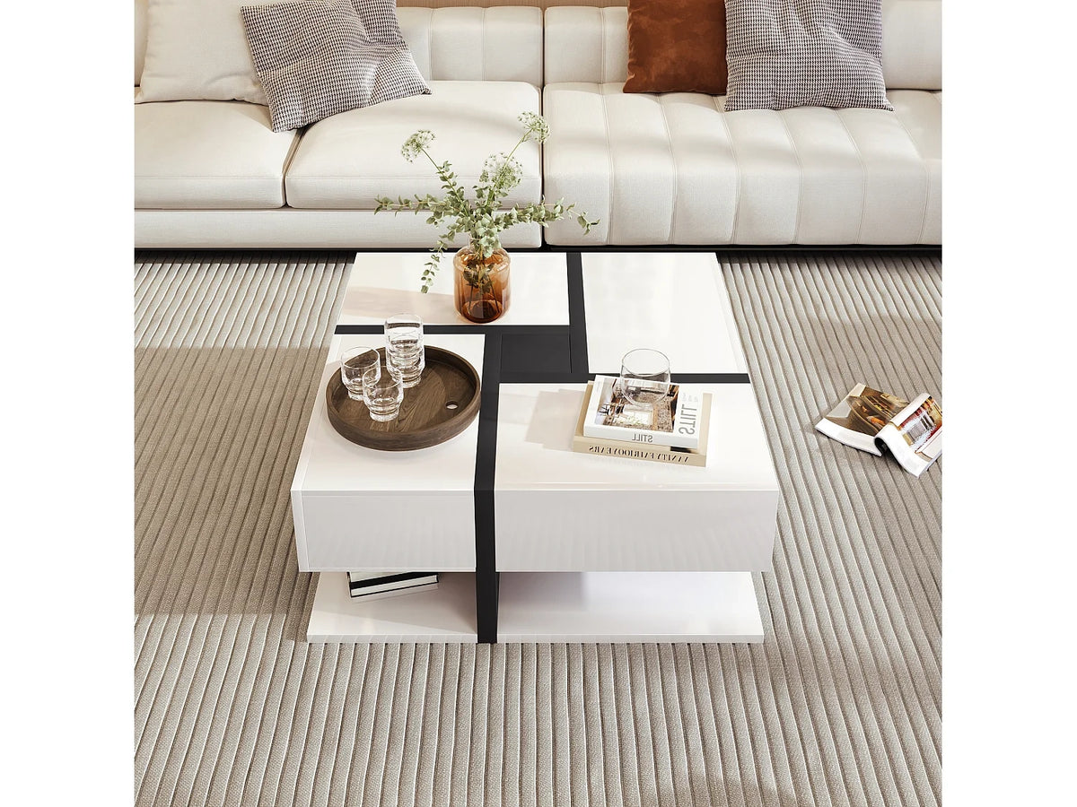 Table basse blanc 78x78x36 cm