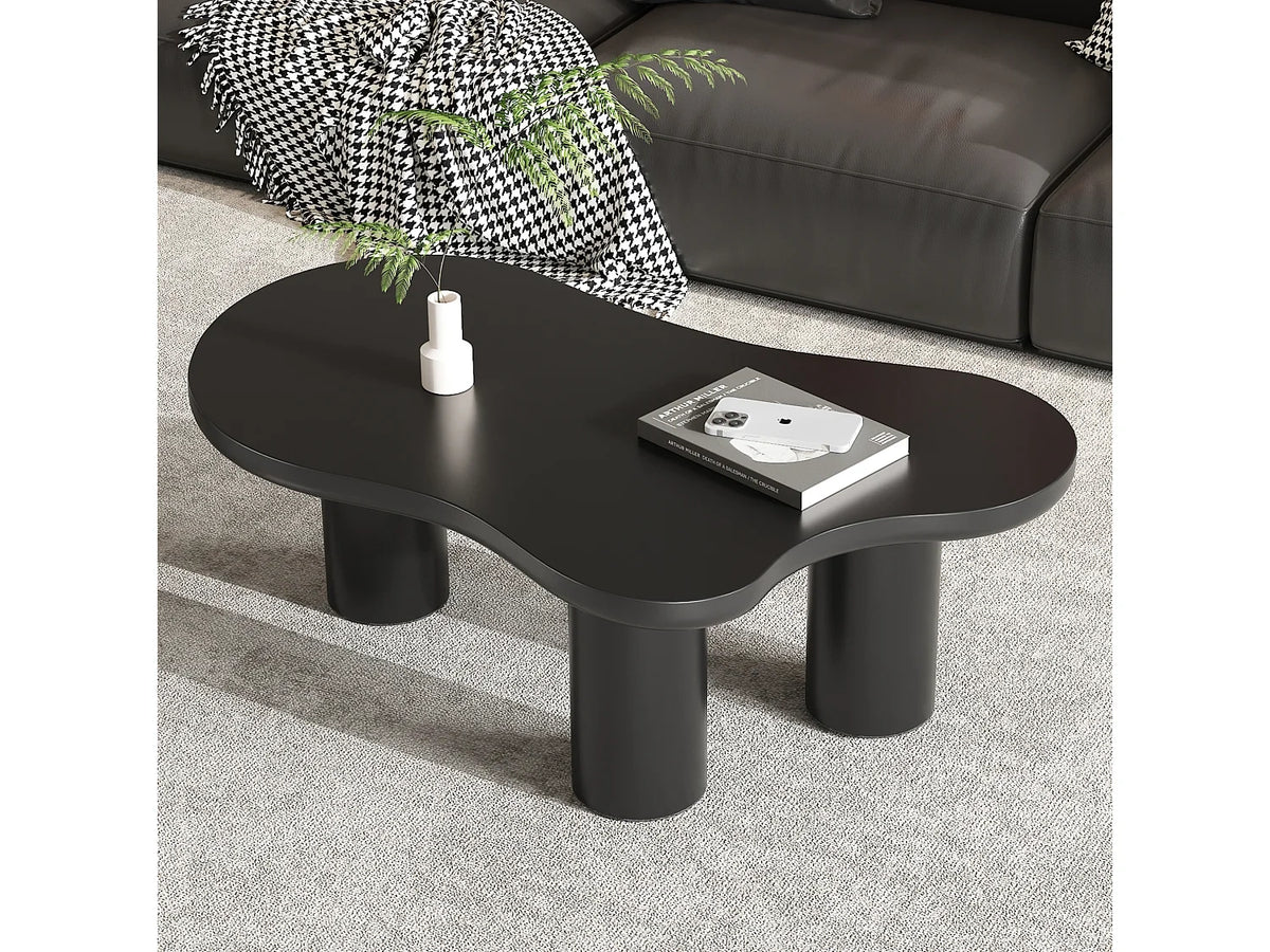 Table basse forme nuage patins feutre MDF noir