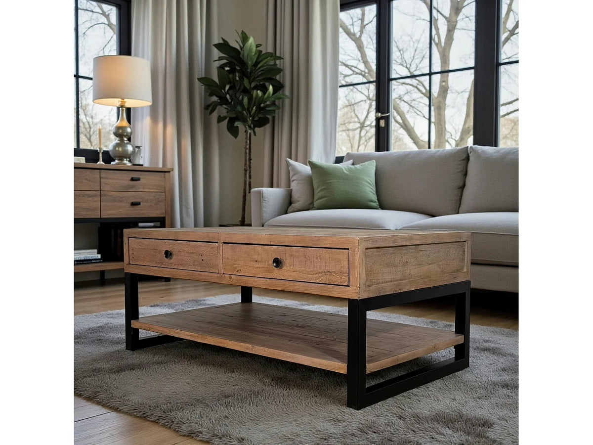 Table basse rangement bois recycle AUCKLAND