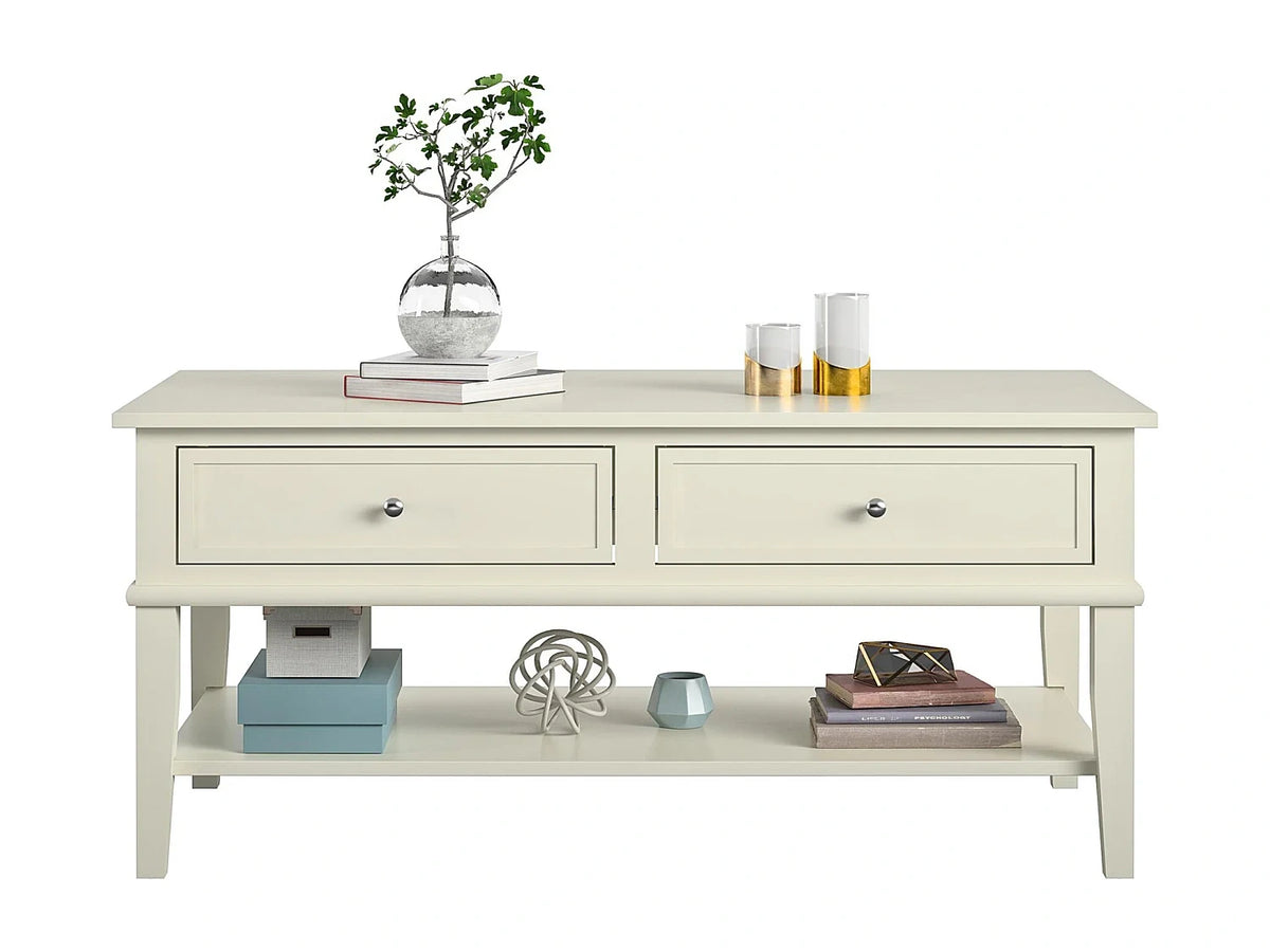 Franklin Table basse tiroirs MDF blanc