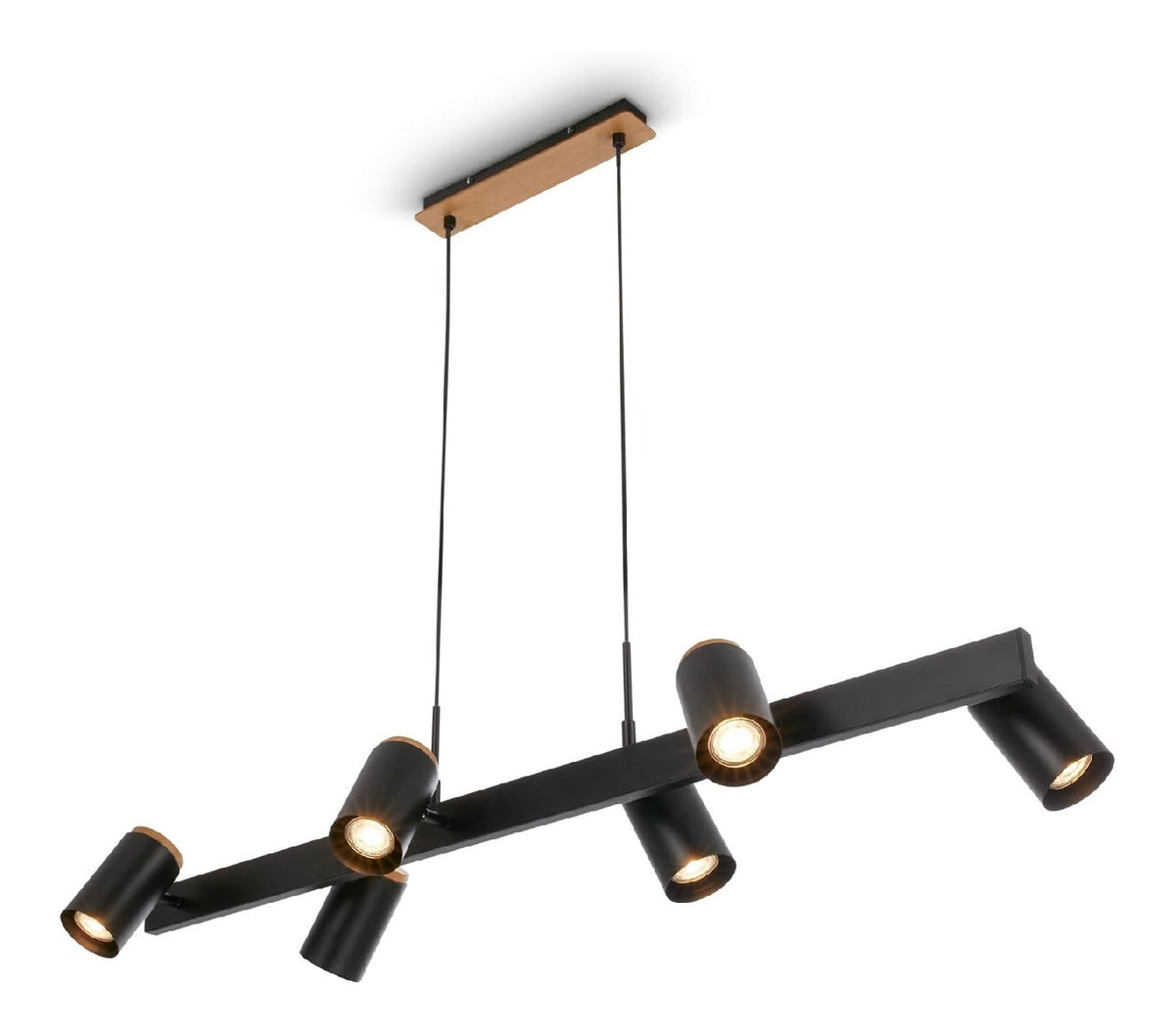 Luminaire Noir et Ambre a silhouette graphique de type suspension GU10