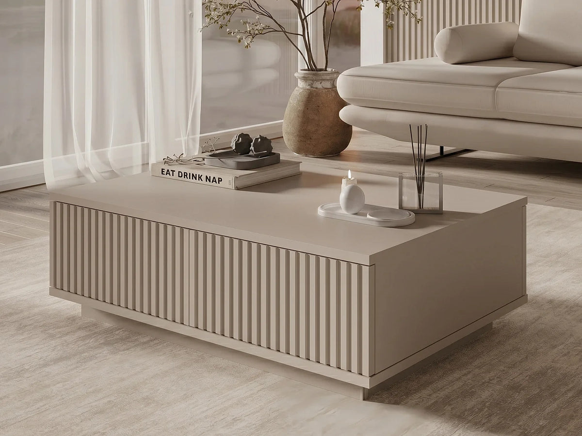 Table basse d'interieur portes, coloris beige finition