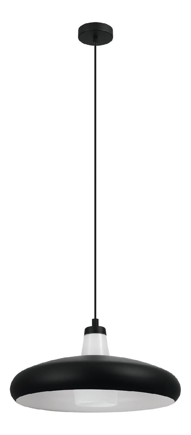 Suspension Noir et Blanc aux lignes epurees avec eclairage confortable E27