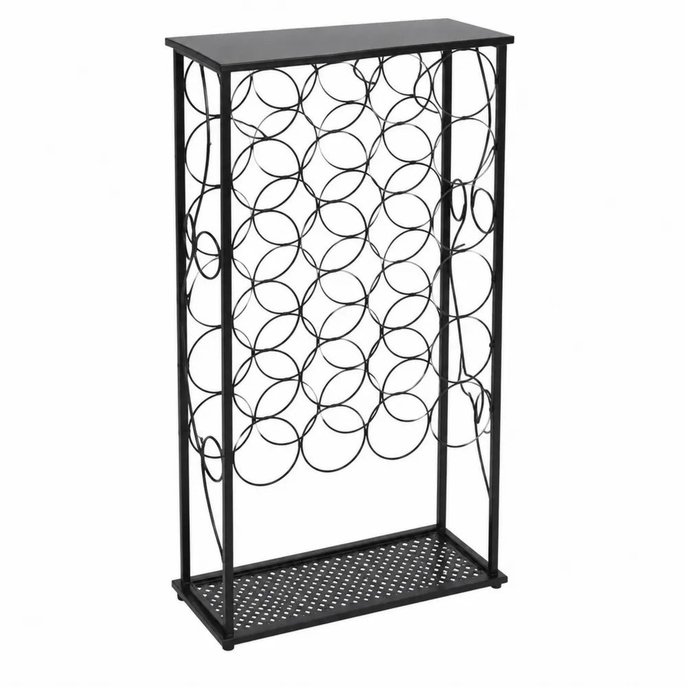 Porte-bouteilles en m¨¦tal noir pour 24