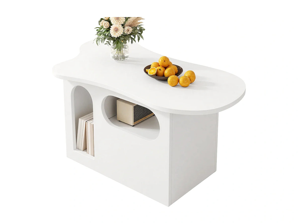 Table basse blanc avec tiroirs de rangement - tiroirs