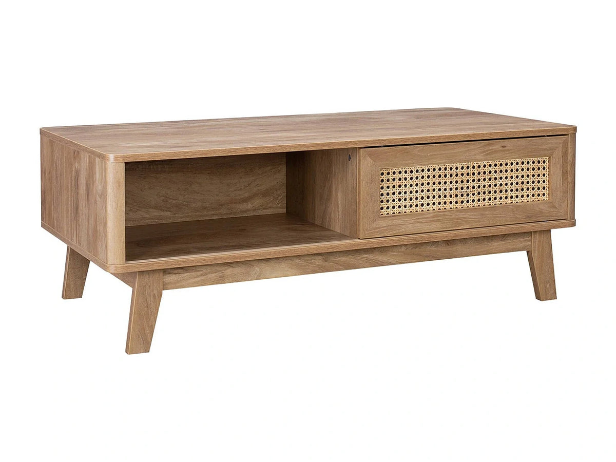 Blanc - Table basse avec niches de rangement