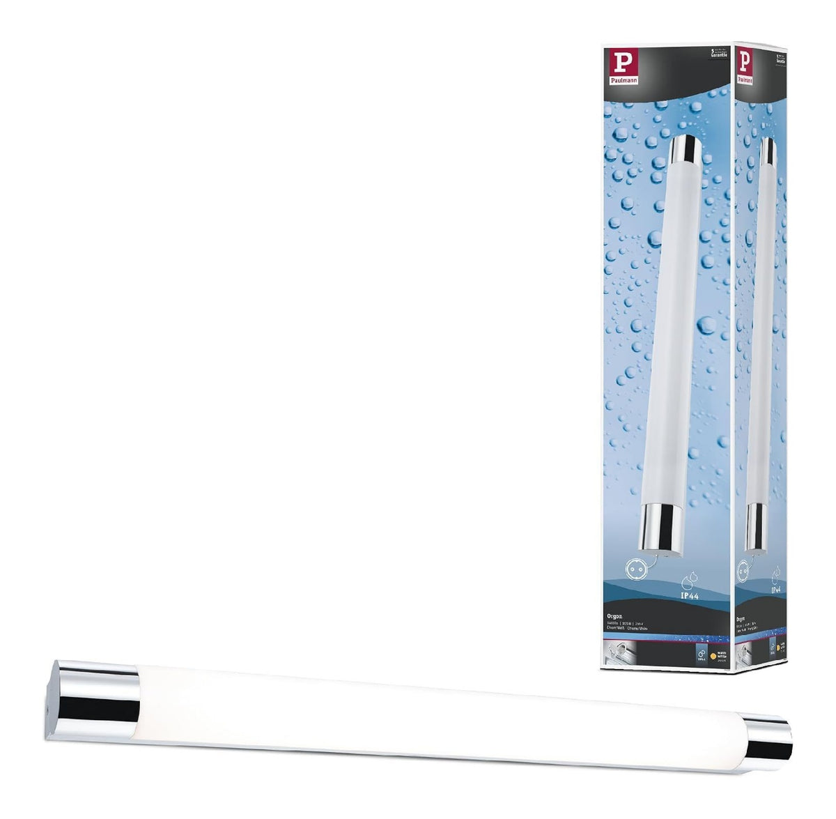 Plafonnier Blanc et Argente aux lignes epurees avec eclairage confortable IP44 3000 K