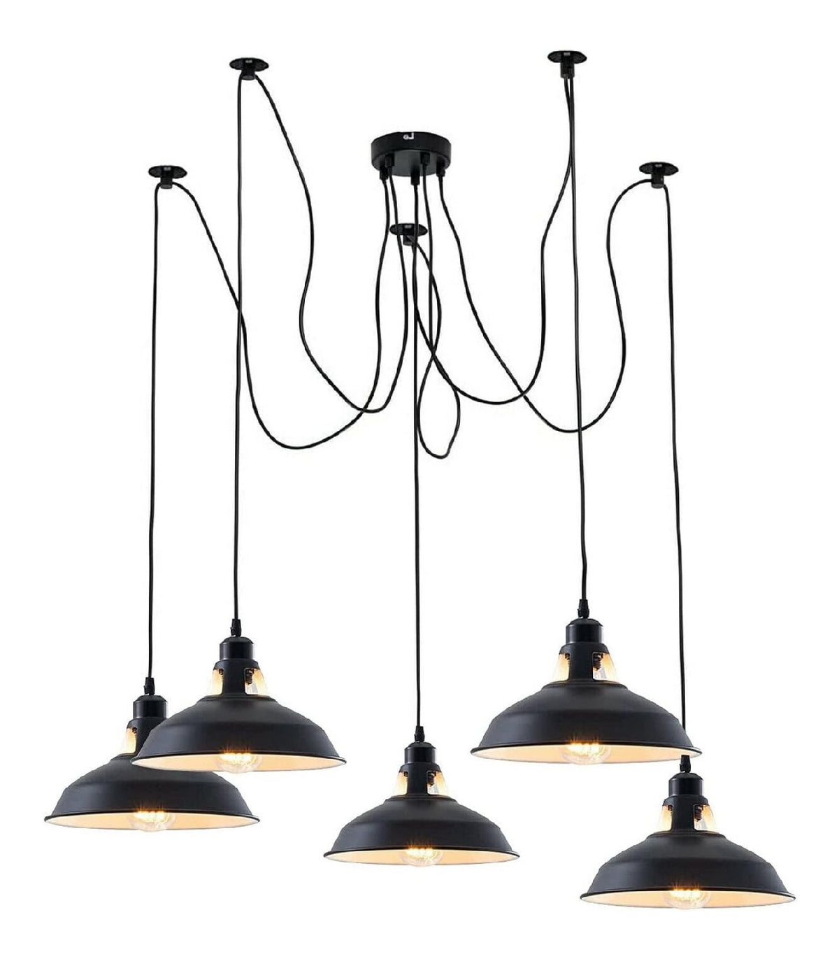 Suspension Noir a presence elegante et lumiere agreable 60 W E27