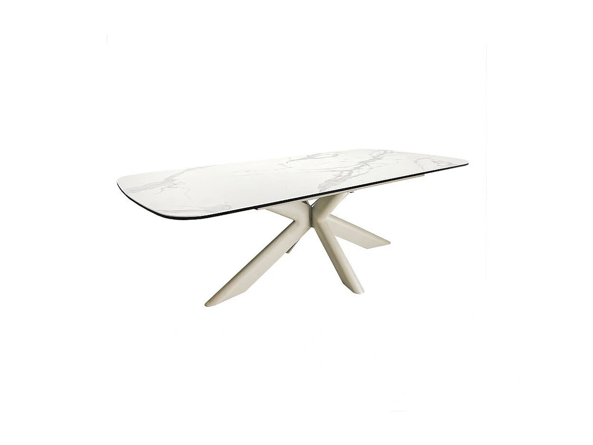 Table basse 130 cm ceramique blanc pied