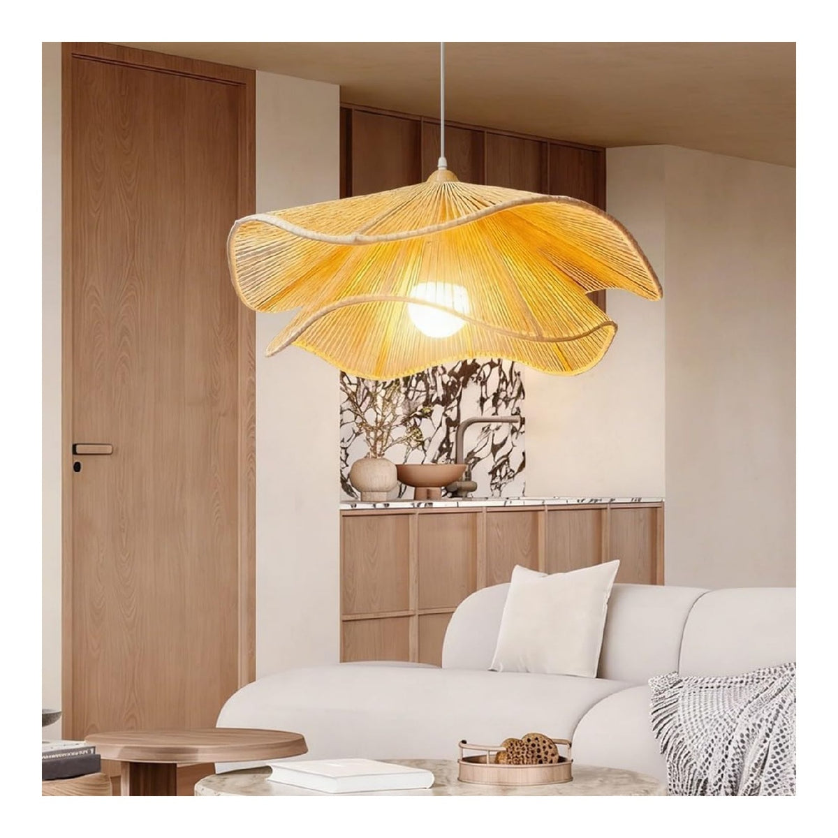 Suspension Blanc et Ambre a presence elegante et lumiere agreable E27