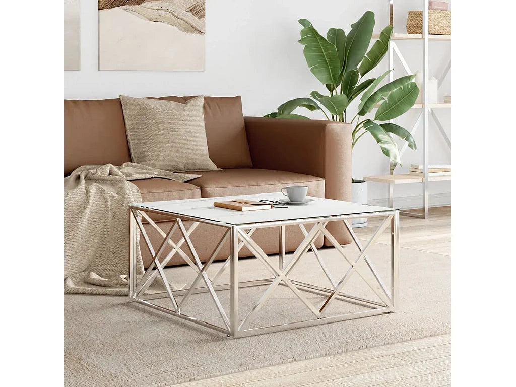 Argente verre - Table basse 80x80x40 cm