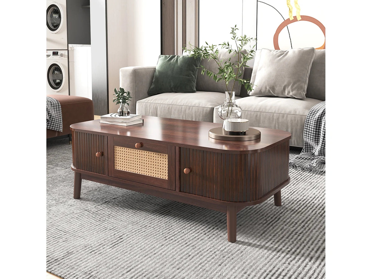Table basse noyer avec espace de rangement 110x55cm