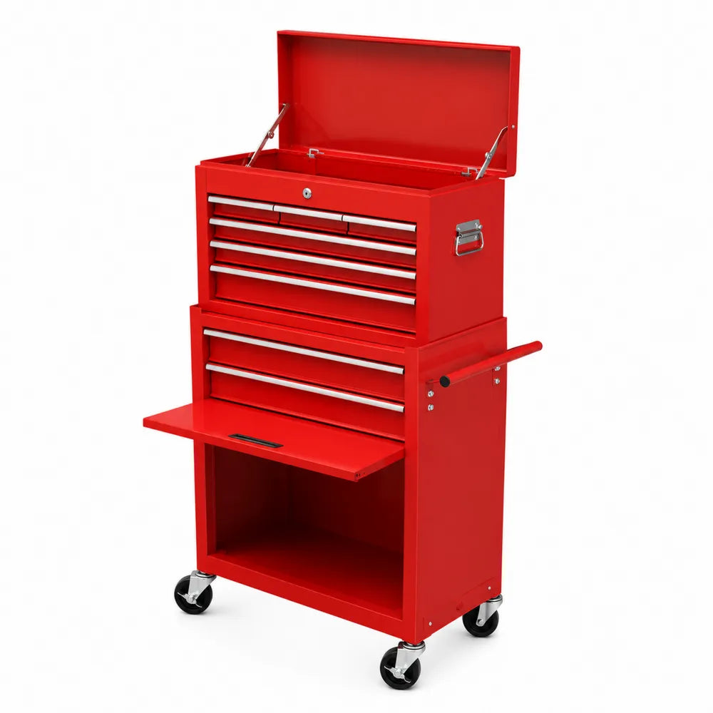 Coffre ¨¤ outils en m¨¦tal rouge avec roulettes