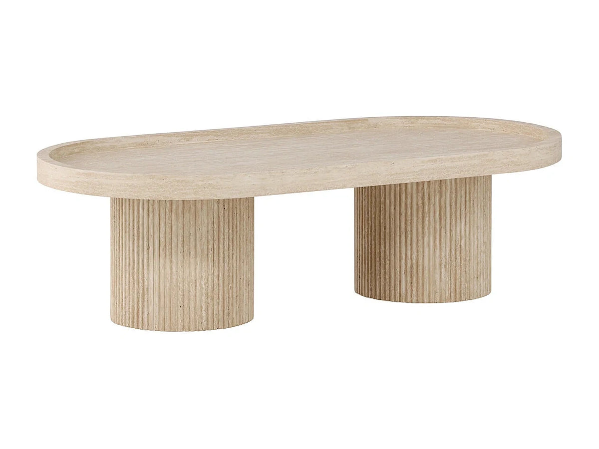 Table Basse Effet Travertin Krille 120cm Beige