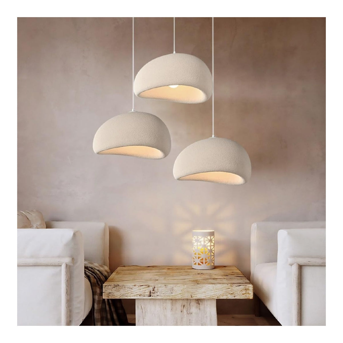 Suspension decoratif Ambre et Beige avec diffusion lumineuse harmonieuse E27