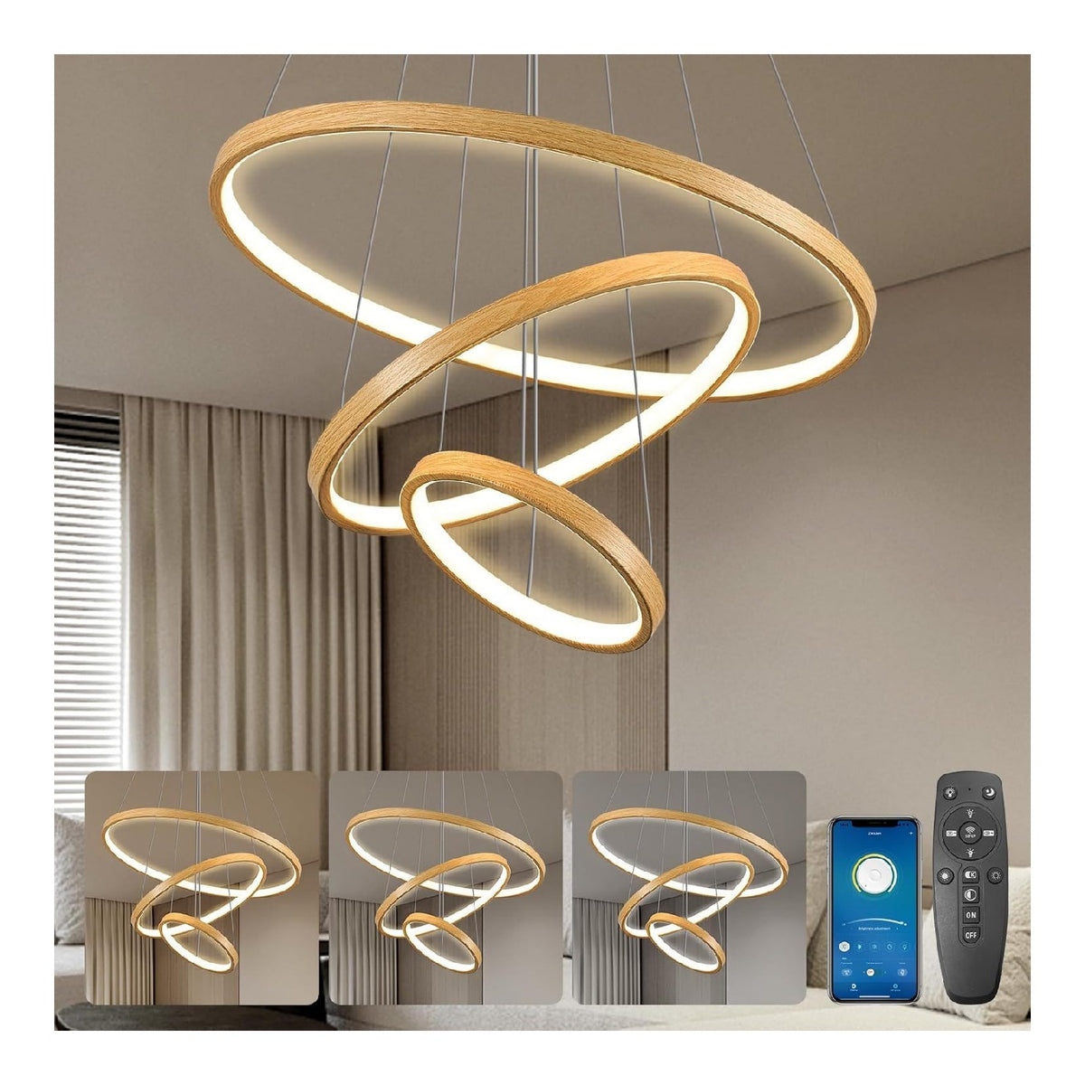 Luminaire Noir et Blanc a silhouette graphique de type suspension 45W 3000K