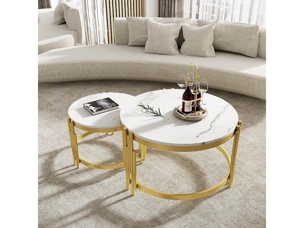 Marbre metal - Table basses 71,5x71,5x 44 cm