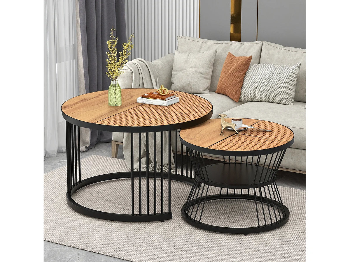 Table basses noir en metal - tables gigognes empilables