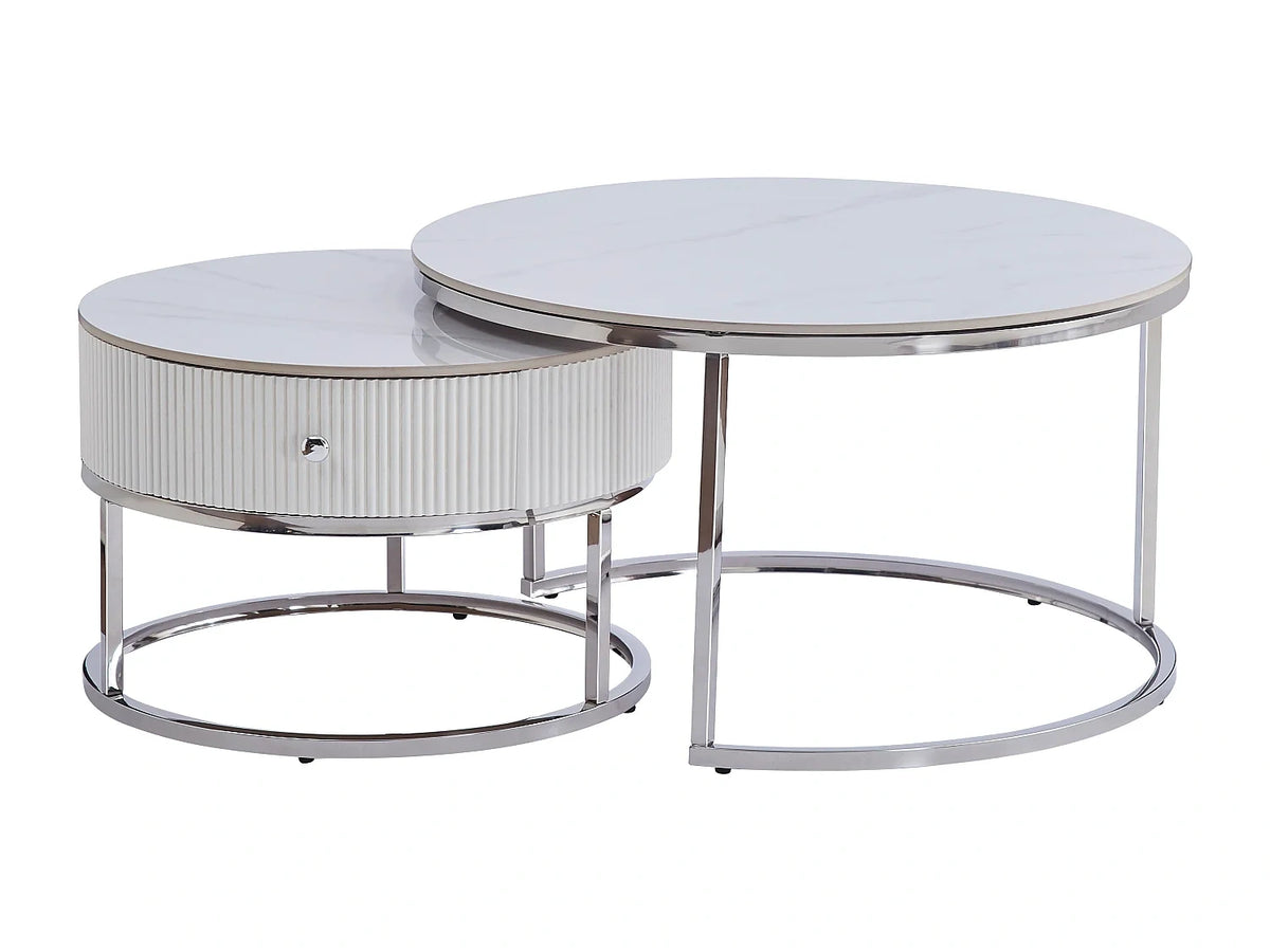 Table basses marbre avec tables gigognes empilables - marbre