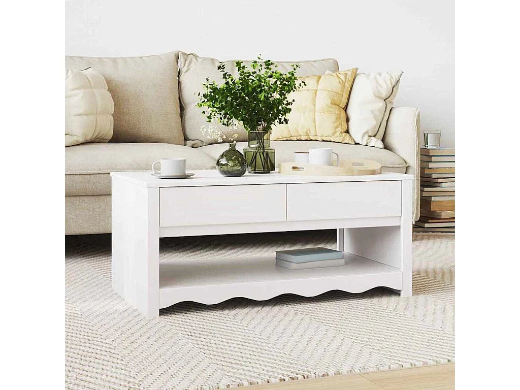 Table basse Drammen Blanc 99 pin 99 x 55 x 45 cm