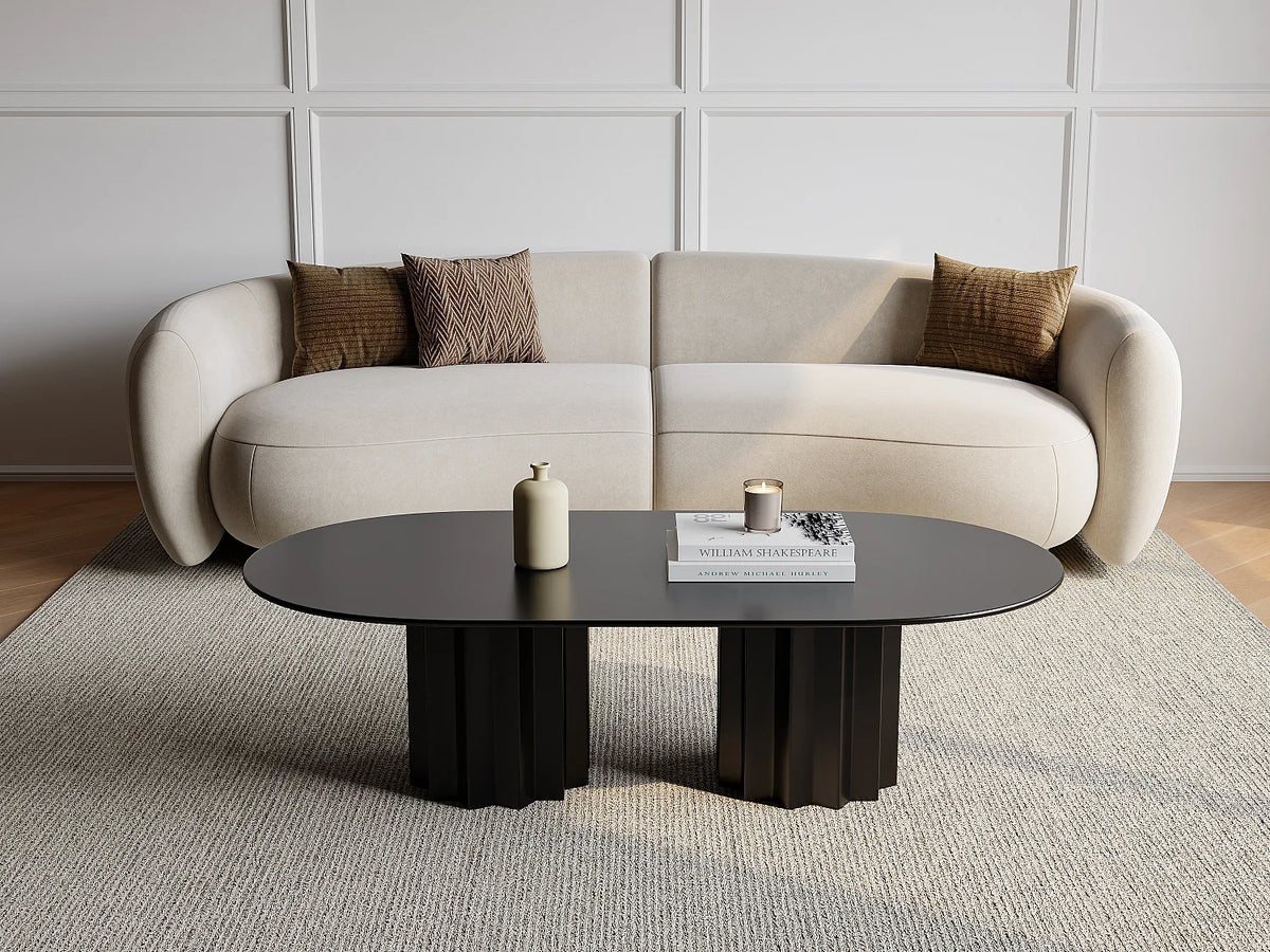 Table basse noir ovale en metal