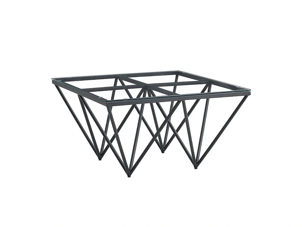 Table basse noir carree en verre trempe 80x80x45cm