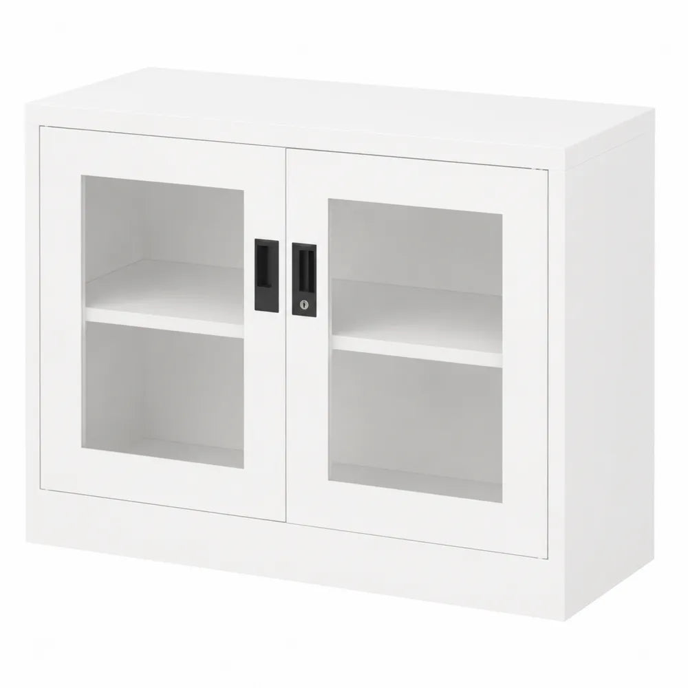Armoire en m¨¦tal blanc avec portes en verre 8