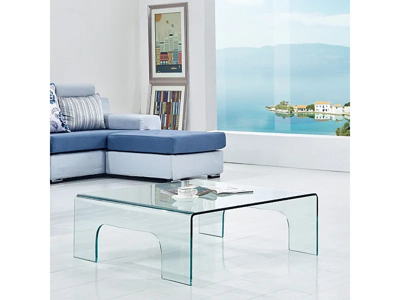 Transparent - Table basse carree en verre trempe