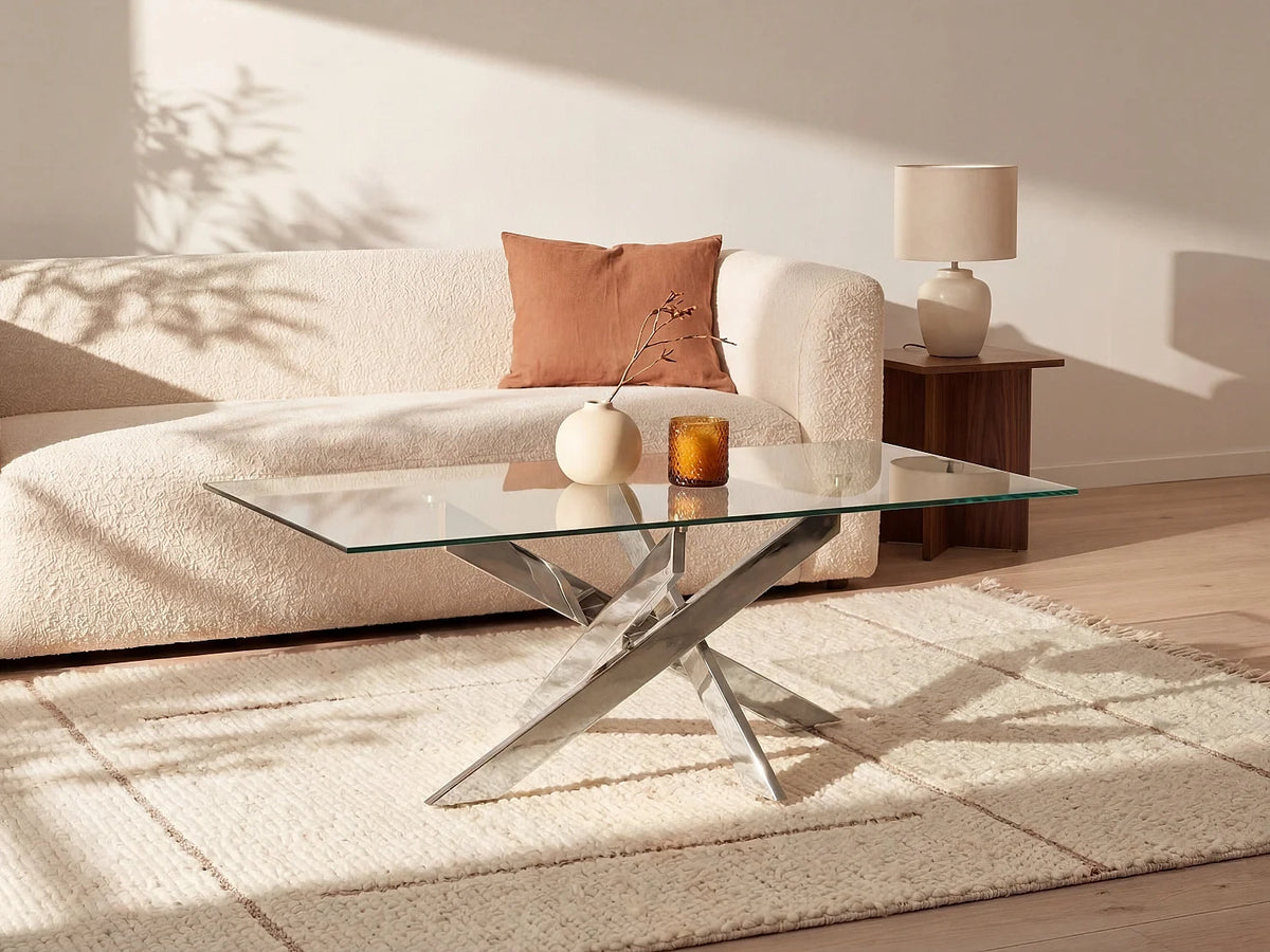 Table basse noir en verre trempe