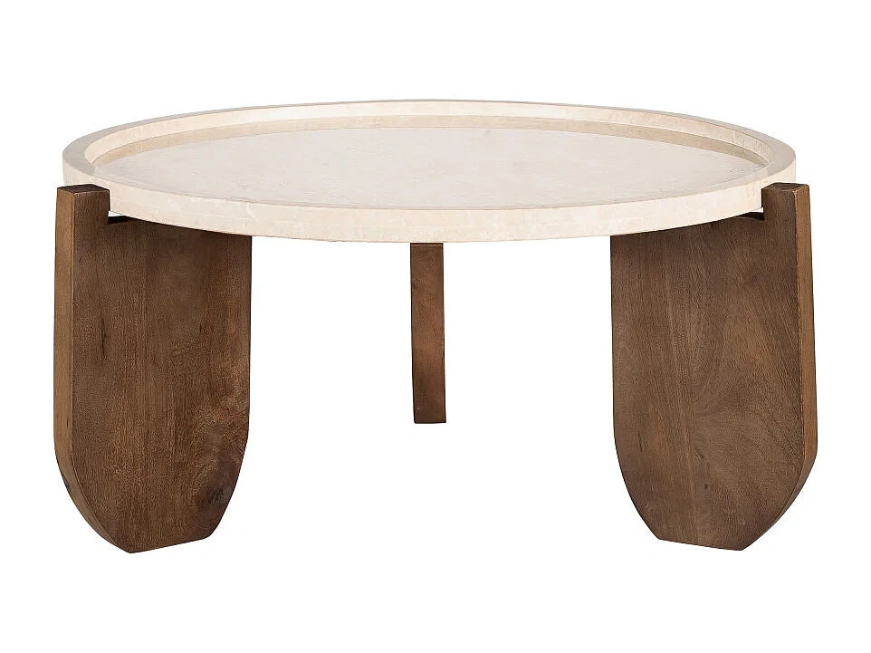 Bois massif - Table basse marbre