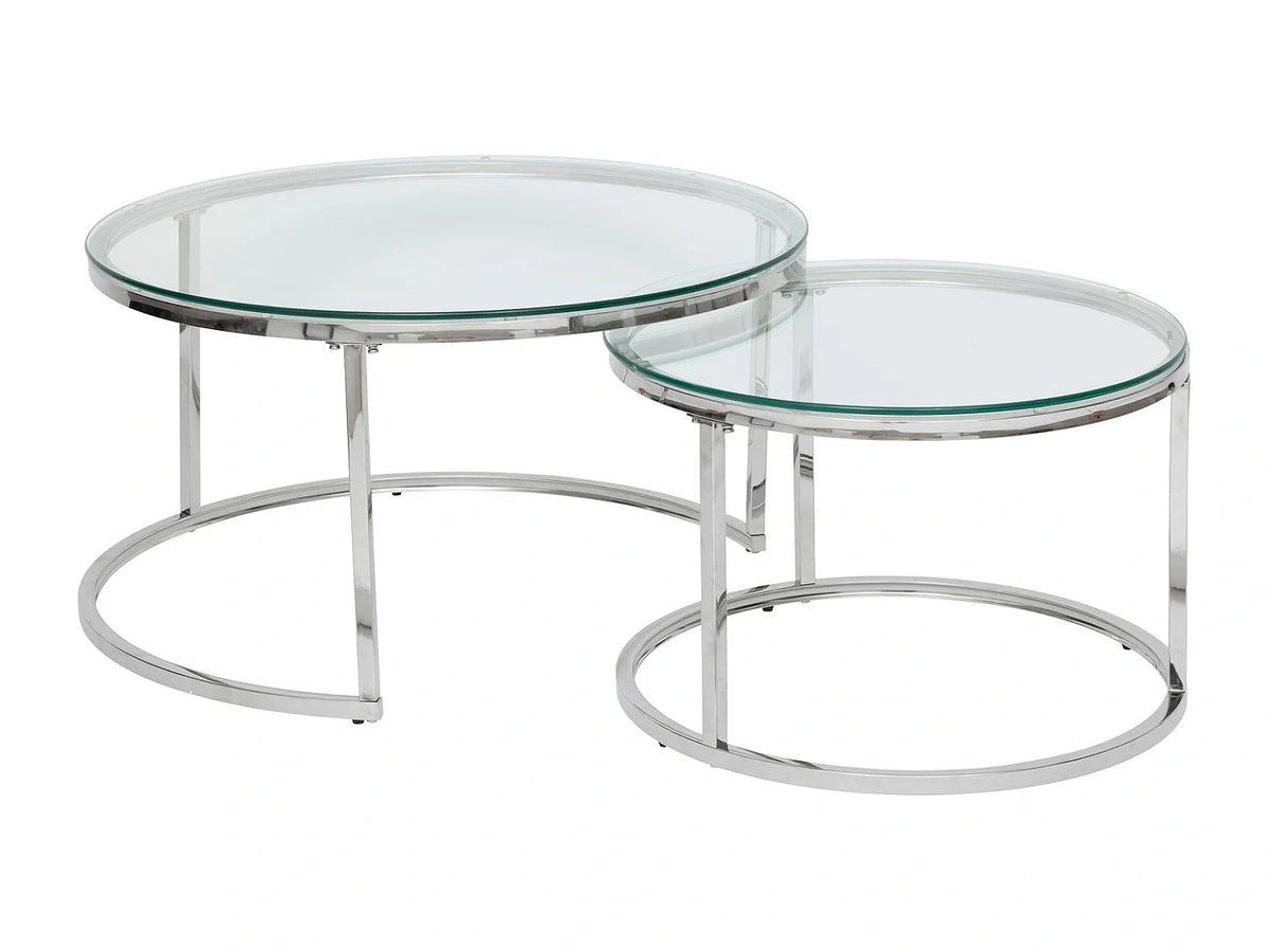 Table basses Transparent en verre avec tables gigognes empilables