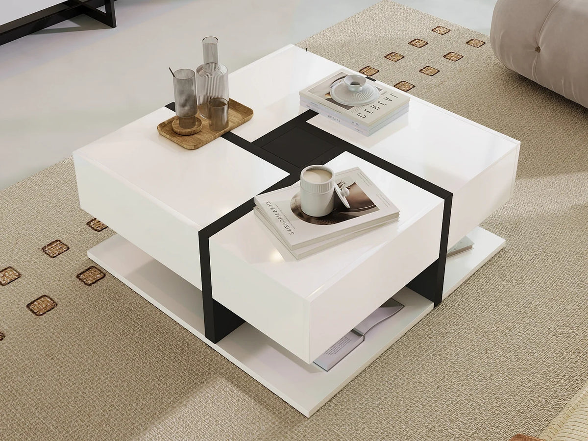 Panneau de particules - Table basse blanc 78 x 78 x 36 cm
